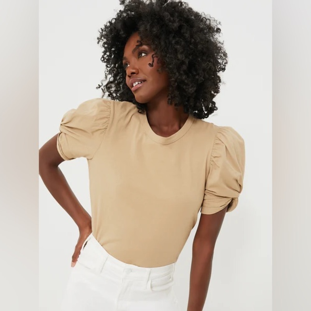 Pomander Place Tan Vesty Puff Sleeve Crewneck Size Large Camel